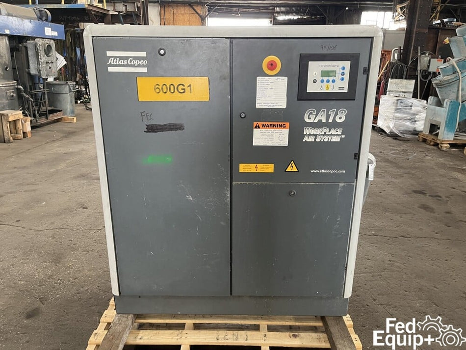 25 HP Atlas Copco Air Compressor, Model GA18